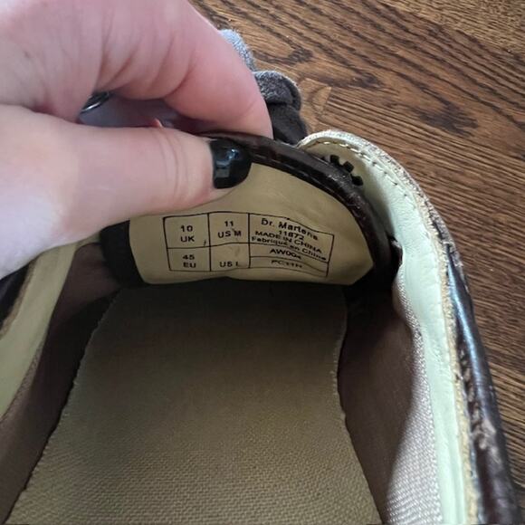 Dr Doc Martens Y2K Stitched Leather Canvas Shoe Mens 11 Brown Lace Up Bowling - Picture 5 of 9